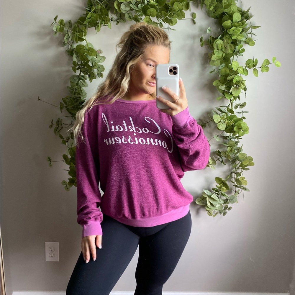 Wildfox Magenta Cocktail Connoisseur Sweatshirt L